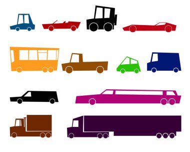 Çizgi film arabalar siluetleri