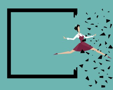 Bir kadın kendi sınırları ötesinde atlar: kenarlıklar Breaking