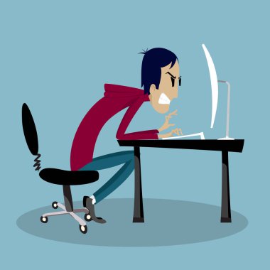 Kızgın adam yazarak