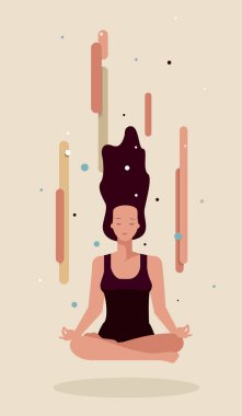 Lotus pozunda meditasyon yapan kadın.