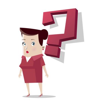 Kadın karakter soru işareti ile