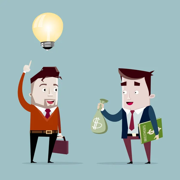 Hombre Vende Idea Para Empresario Invertir Ideas — Vector de stock