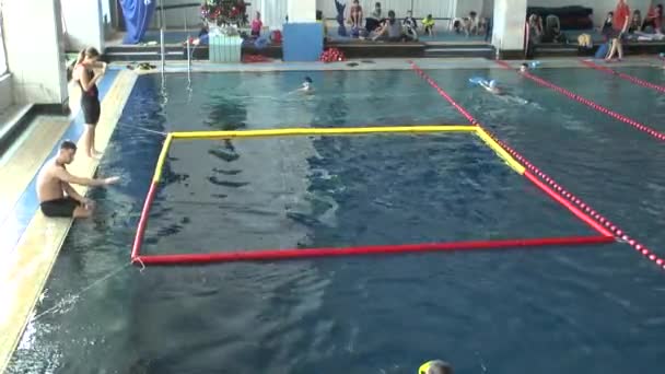 Aquathlon (su altında havuzda eğitim güreş). — Stok video