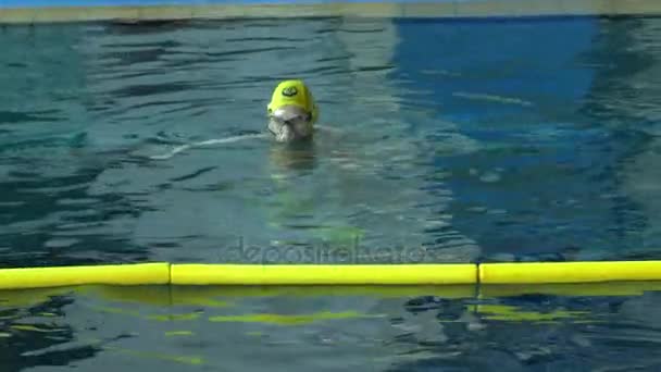 Aquathlon (Underwater wrestling), training in the pool. — Stock Video