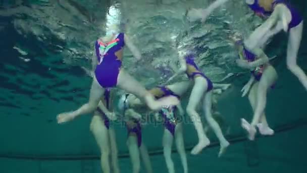 Vue sous-marine de la natation synchronisée. — Video