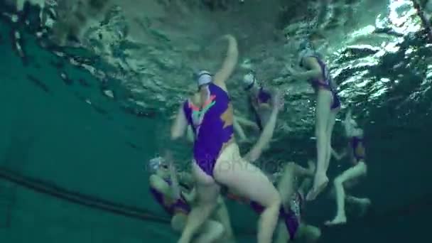 Underwater view of Synchronized Swimming. — Stock Video