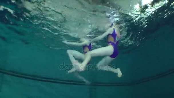 Podvodní pohled na Synchronizované plavání. — Stock video