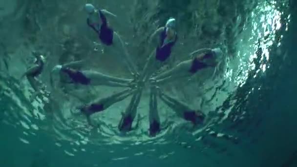 Unterwasser-Blick auf Synchronschwimmen. — Stockvideo