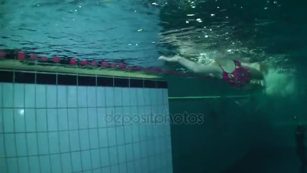 Vista submarina de la chica nadadora. — Vídeos de Stock