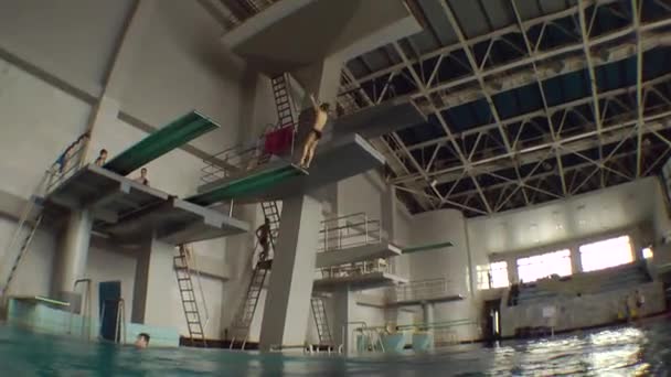 Sport Diving (Jumping to water). — Stock Video
