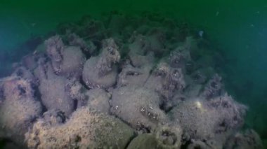 Yunan gemisine batığının: amphoras deniz dibinin üzerinde birikimi.