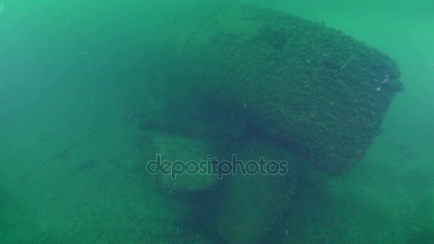 La parte posterior del submarino hundido . — Vídeo de stock