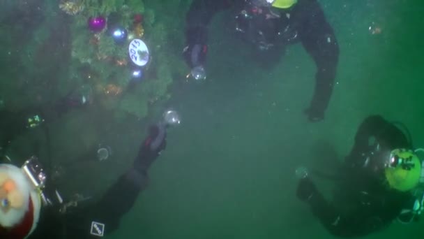 Les plongeurs célèbrent le Nouvel An sous l'eau . — Video