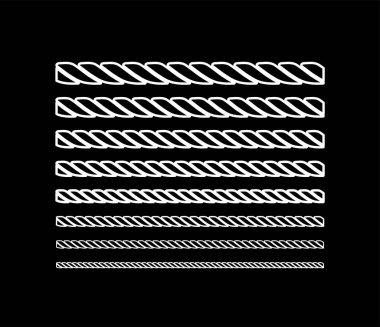 İpler siyah ve beyaz olarak farklı kalınlıkta daireler şeklinde. Silüet tasarımı. Vektör illüstrasyonu .