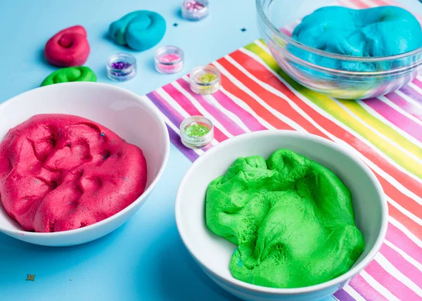 Ingredients for slime making flat Royalty Free Vector Image