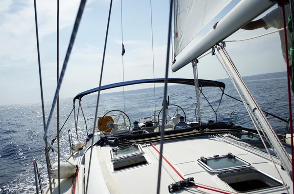 View from the yacht on the sea in summer day Stock Photo