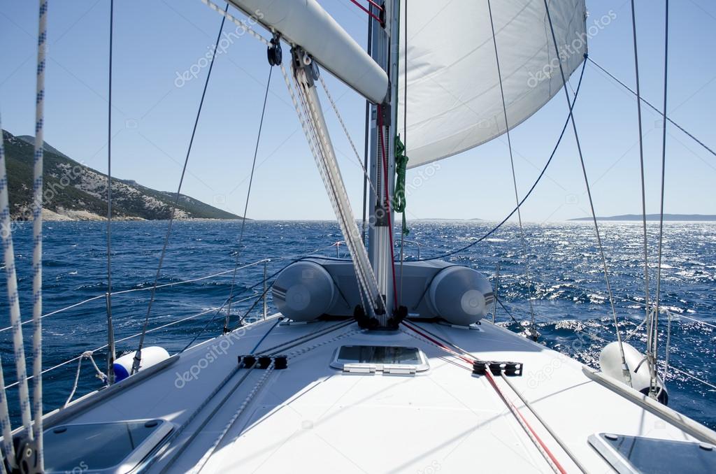 View from the yacht on the sea in summer day