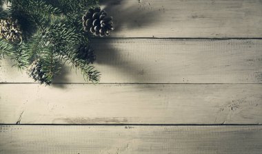 Yılbaşı yeni yıl kompozisyon. Kopya alanı ile Üstten Görünüm