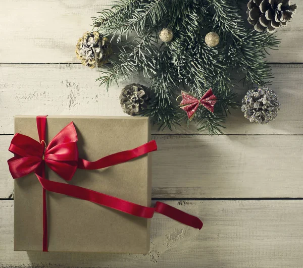 Noel hediyeler ile kompozisyon. Üstten Görünüm