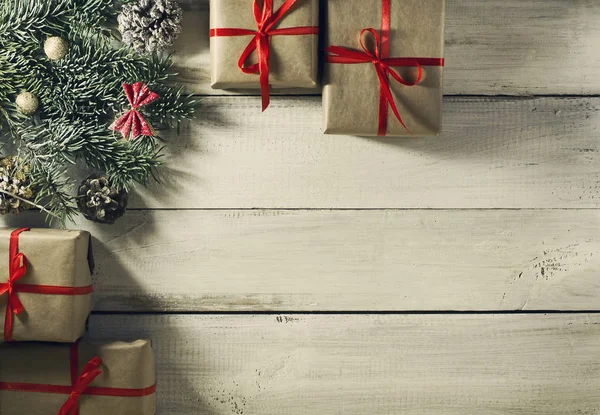 Noel hediyeler ile kompozisyon. En iyi görünüm ve kopya alanı