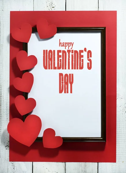 Valentine's Day card with hearts on a red background — Stock Photo, Image