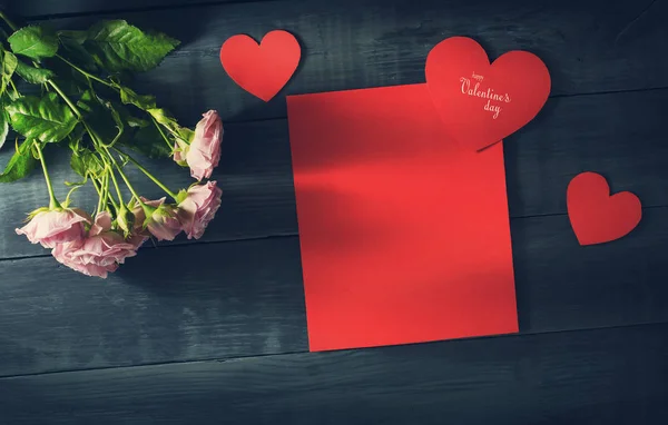 Valentine's Day card with a bouquet of roses and heart