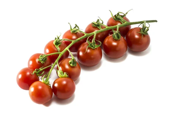 Mature cherry tomatoes o a white background. — Stock Photo, Image