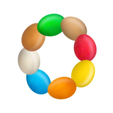 İngilizce Alfabe harf O renkli yumurta oluşur. İzole. Beyaz arka plan. Eğitim