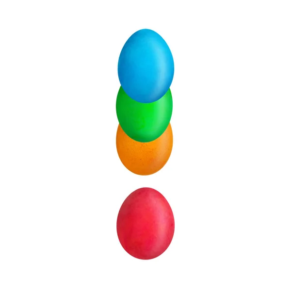 O ponto de exclamação é composto por ovos coloridos. Isolado. Fundo branco. Educação — Fotografia de Stock