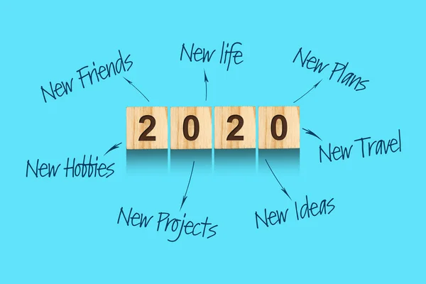 Goals 2020. The concept of goals for 2020. Lettering on a blue background. Goals concept. — Stock Photo, Image