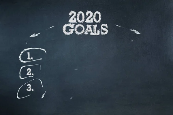 Goals 2020. The concept of goals for 2020. Chalk inscription on blackboard. Copy space Goal concept. — ストック写真