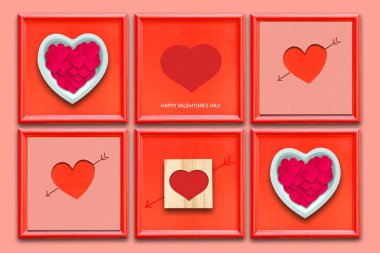 Kırmızı çerçevedeki farklı kalpler. Sevgililer Gününüz kutlu olsun..