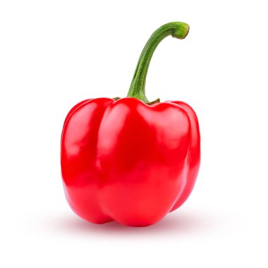 Kırmızı dolma biber. Beyaz bir arka planda izole edilmiş. Sebzeler.