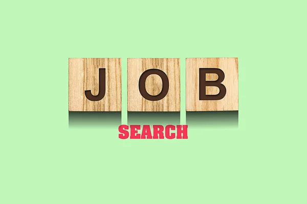 Job Search Inscription Wooden Blocks Green Background Business Finance — Stock Photo, Image