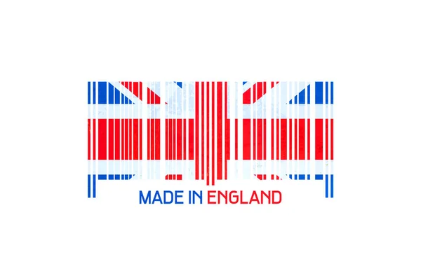 是英国制造的英国国旗形式的条形码 被白色的背景隔离了业务 — 图库照片