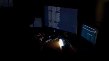 Karanlık odada bilgisayarlar kullanarak kod çatlama başlıklı hacker