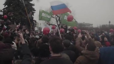 Saint-Petersburg, Rusya, 26 Nisan 2017. Rus protesto. Putin sloganlar Anti