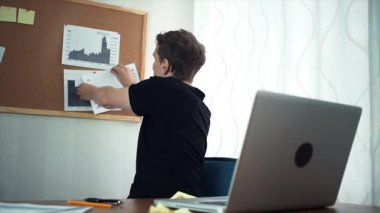 Dizüstü bilgisayar kullanarak serbest meslek ile çalışan bilgisayar analiz grafikleri ev ofis