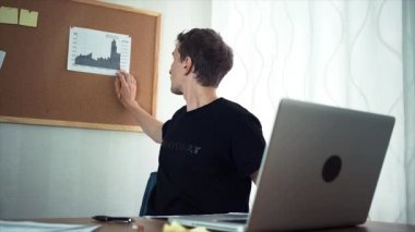 Dizüstü bilgisayar kullanarak serbest meslek ile çalışan bilgisayar analiz grafikleri ev ofis