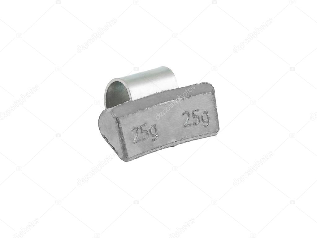 Wheel lead weight balancing isolated on white background