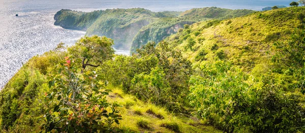 Amazing Coastline até Wasu Beach perto de Manta Bay ou Kelingking Beach na Ilha Nusa Penida, Bali, Indonésia — Fotografia de Stock