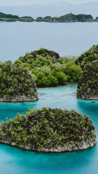 Painemo csoport-kis sziget a víz sekély kék lagúna, Raja Ampat területén, West Papua, Indonézia — Stock Fotó