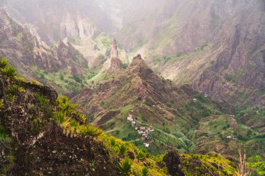 Santo Antao, Cape Verde 'de. Ribeira da Torre Vadisi 'nde Xoxo. Etkileyici manzara.