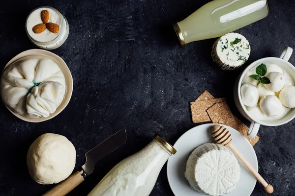 Assortment of dairy products. Milk product.