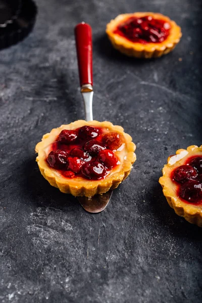 Tart , pie , cake with jellied fresh cranberries, bilberries and winter spices