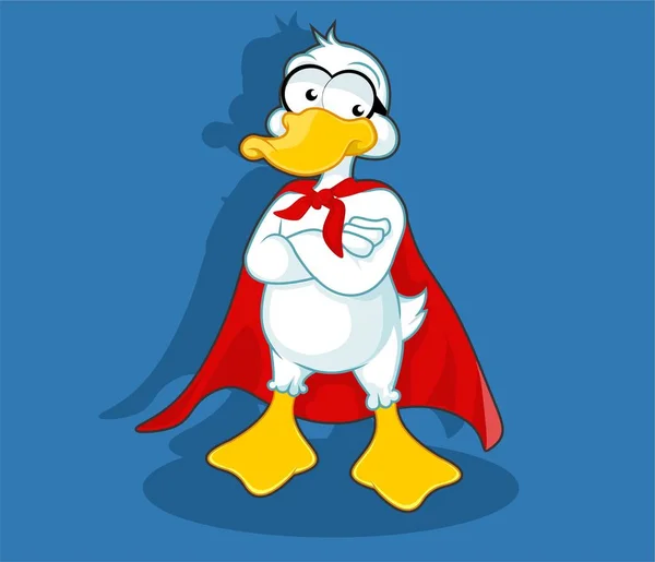 Duck Wearing Cave Act Superhero Cartoon Vectors — Stock Vector