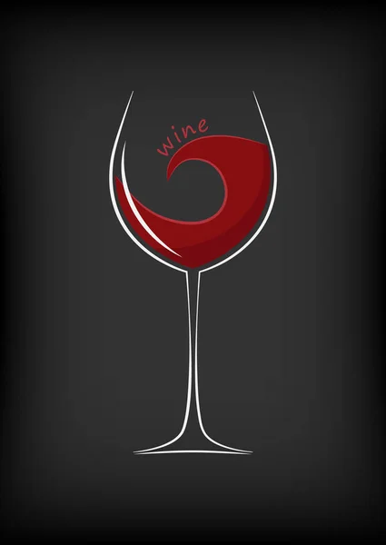 Bicchiere di vino su sfondo nero — Vettoriale Stock