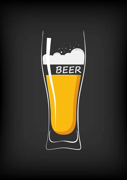 Verre de bière sur fond noir — Image vectorielle