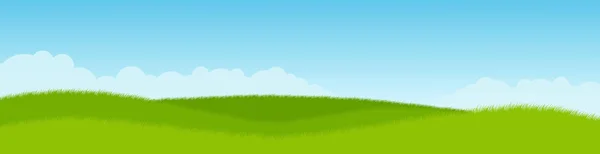緑の草原と青い空。パノラマ. — ストックベクタ