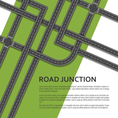 Metin için yer ile karmaşık yol kavşak. Üstten Görünüm. 